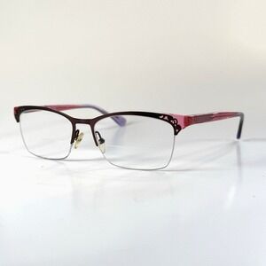 Wittnauer Tabitha Eyeglasses Frames Only 53-16-135 Brown/Pink Half Rim Nose Pads